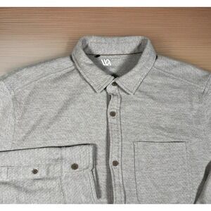 VSRT Long Sleeve Button Up Shirt Men Size M Stretch Soft Herringbone Pattern-EUC